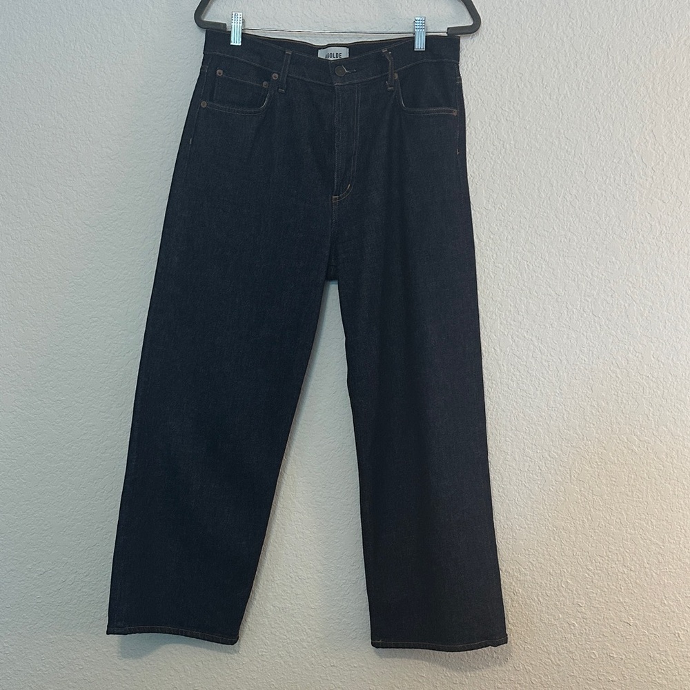 Agolde Black Wide Leg Flare Jeans
